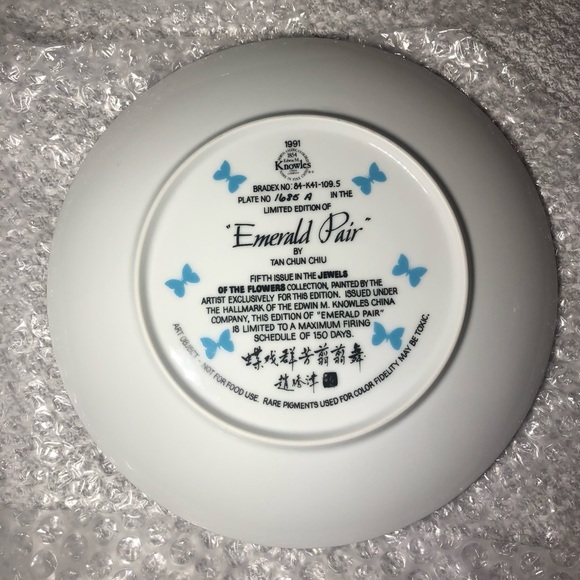 Jewels of the Flowers Complete Set 8 Porcelain w/ Platinum Rim by E. Knowles - Picture 10 of 17